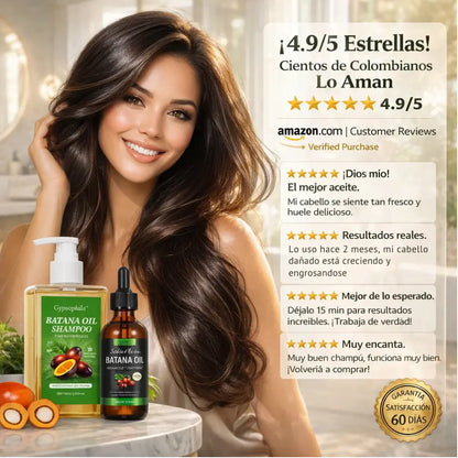 Sistema de Restauración Capilar Batana Ritual® (Combo Premium: Shampoo Anticaída 300ml + Aceite Concentrado de Batana 60ml)
