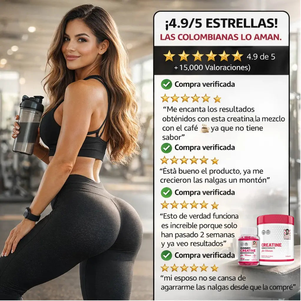 Combo Glúteos de Acero: Creatine Monohydrate "Old School" for Women + Collagen Gummies Boost
