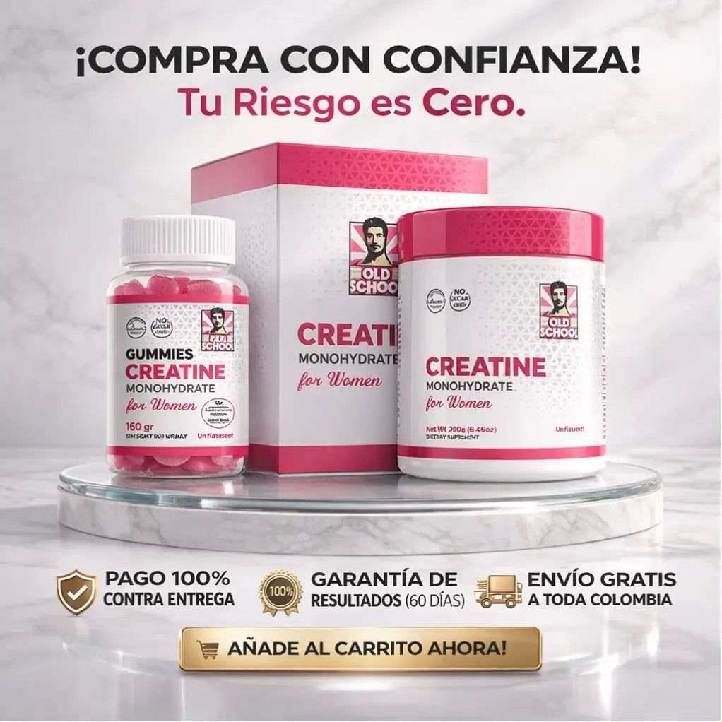 Combo Glúteos de Acero: Creatine Monohydrate "Old School" for Women + Collagen Gummies Boost